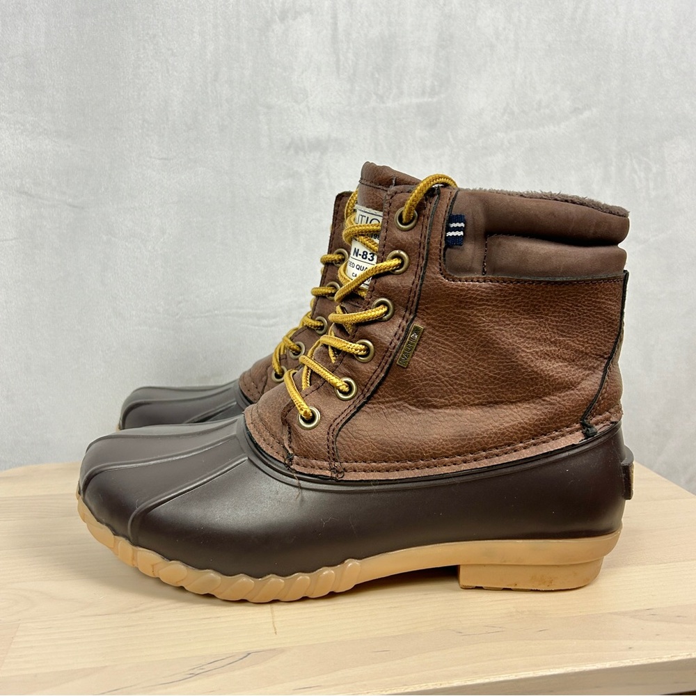 NAUTICA‎ Channing Lace Up Waterproof Duck Boot Brown Rubber Women's Size 8